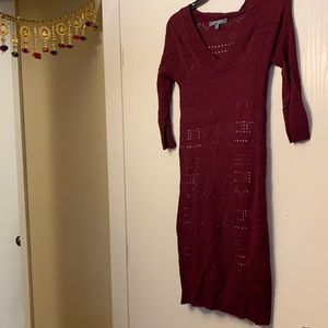 Catherine Malandrino burgundy curve-hugging dress